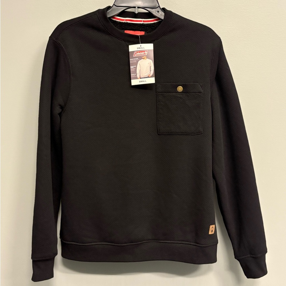 NWT Coleman Men's Long Sleeve Sherpa Lined Black Crew Sweatshirt - Size Small